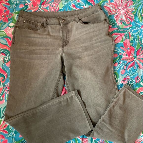 SOLD Christopher & Banks denim jeans gray with fancy back pockets size 14 - Picture 3 of 12